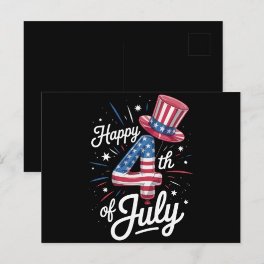 Happy 4th of July Patriottische Amerikaanse vlag Briefkaart (Voorkant / Achterkant)