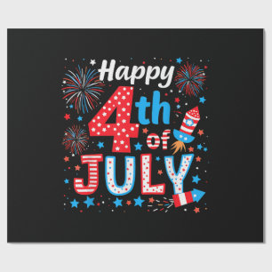 Happy 4th of July Patriottische Amerikaanse vlag Cadeaupapier