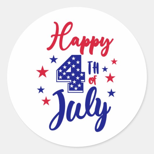 Happy 4th of July Patriottische Amerikaanse Vlag M Ronde Sticker (Voorkant)