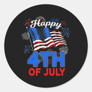 Happy 4th of July Patriottische Amerikaanse Vlag M Ronde Sticker