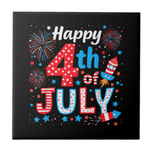 Happy 4th of July Patriottische Amerikaanse vlag Tegeltje