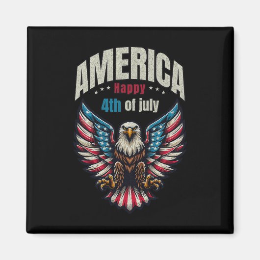 Happy 4th of July - Patriottische Eagle Mannen Magneet (Voorkant)
