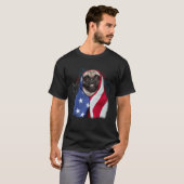 Happy 4th Of July Pug Wearing American Flag Pride T-shirt (Voorkant volledig)