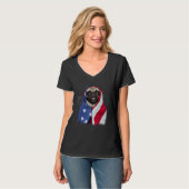 Happy 4th Of July Pug Wearing American Flag Pride T-shirt (Voorkant volledig)