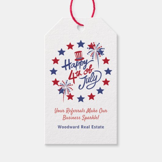 Happy 4th of July Realtor Patriottische Zomer Pop Cadeaulabel (Voorkant)