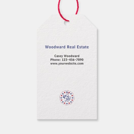 Happy 4th of July Realtor Patriottische Zomer Pop  Cadeaulabel (Achterkant)