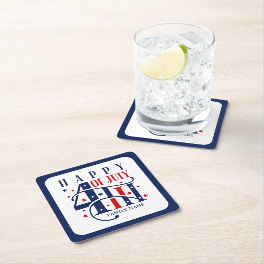 Happy 4th of July Red White and Blue Kartonnen Onderzetters (Insitu)