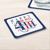 Happy 4th of July Red White and Blue Kartonnen Onderzetters (Schuin)