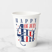 Happy 4th of July Red White and Blue Papieren Bekers (Achterkant)
