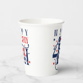 Happy 4th of July Red White and Blue Papieren Bekers (Links)