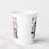 Happy 4th of July Red White and Blue Papieren Bekers (Rechts)