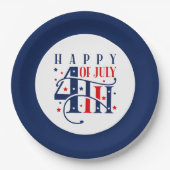 Happy 4th of July Red White and Blue Papieren Bordje (Voorkant)