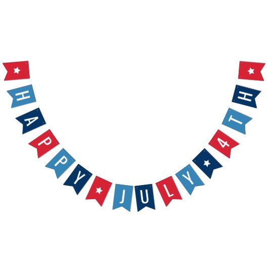 Happy 4th of July Red White and Blue Vlaggetjes (Alle)
