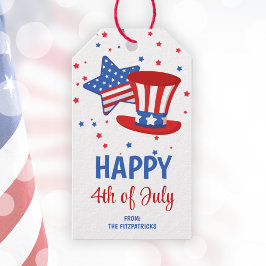 Happy 4th of July Rood Wit & Blauw Party Favoriet Cadeaulabel