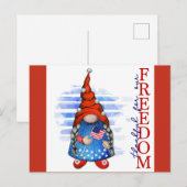 Happy 4th of July Schattige Gnome Freedom Briefkaart (Voorkant / Achterkant)