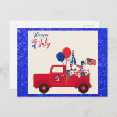 Happy 4th of July Schattige Gnome Rood Wit en Blau Briefkaart (Voorkant / Achterkant)