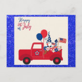 Happy 4th of July Schattige Gnome Rood Wit en Blau Briefkaart (Voorkant)