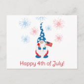 Happy 4th of July Schattige Gnome Vuurwerk Briefkaart (Voorkant)