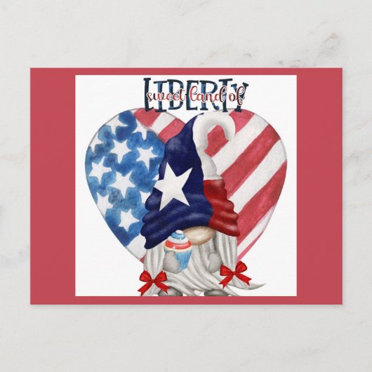 Happy 4th of July Schattigee Gnome Liberty Cupcake Briefkaart (Voorkant)