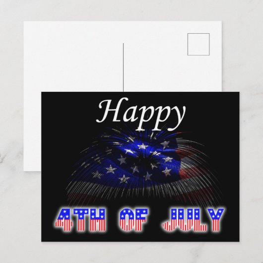 Happy 4th of July Sterren Strepen Vuurwerk Display Briefkaart (Voorkant / Achterkant)