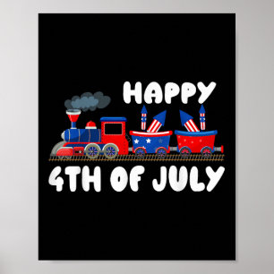 Happy 4th of July Train Amerikaanse vlag Onafhanke Poster