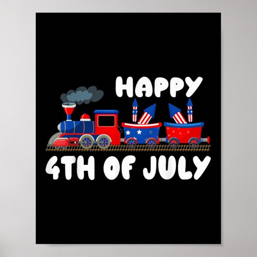 Happy 4th of July Train Amerikaanse vlag Onafhanke Poster (Voorkant)