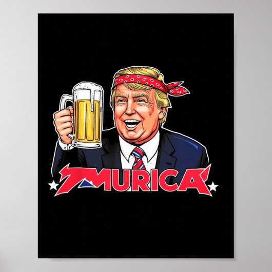 Happy 4th of July Trump Amerikaanse vlag Amerika T Poster (Voorkant)
