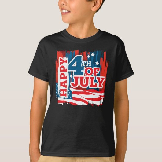 Happy 4th of July - USA flag T-shirt (Voorkant)