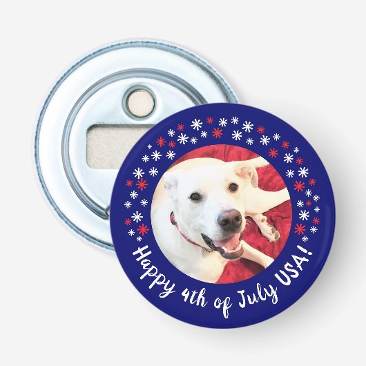Happy 4th of July Verenigde Staten Grappig Lachend Button Flesopener (Voorkant)