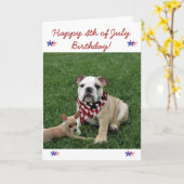 Happy 4th of July Verjaardag bulldog wenskaart Kaart (Gele Bloem)