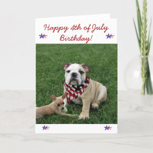 Happy 4th of July Verjaardag bulldog wenskaart Kaart