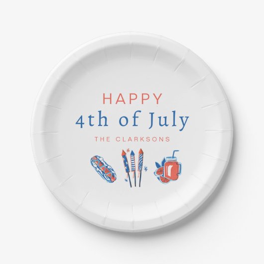 Happy 4th of July Vuurwerkpapier Bord (Voorkant)