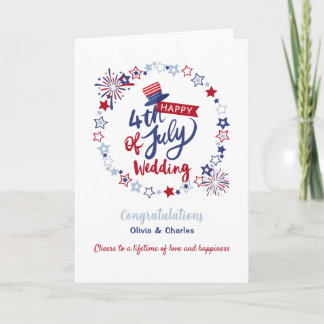 Happy 4th of July Wedding Congratulations Custom  Kaart