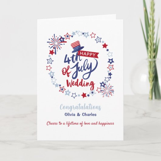 Happy 4th of July Wedding Congratulations Custom  Kaart (Voorkant)