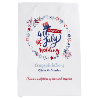Happy 4th of July Wedding Congratulations Custom  Medium Cadeauzakje
