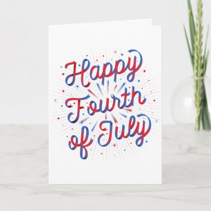 Happy 4th of July Wenskaart Rood/Blauw Gradiënt Feestdagen Kaart