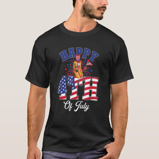 Happy 4th Of July Wiener Beer Fireworks Independen T-shirt (Voorkant)