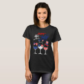 Happy 4th Of July Wine Glass US American Flag Dri T-shirt (Voorkant volledig)