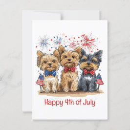 Happy 4th of July Yorkshire Terriër Honden Briefkaart