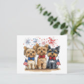 Happy 4th of July Yorkshire Terriër Honden Briefkaart (Staand voorkant)