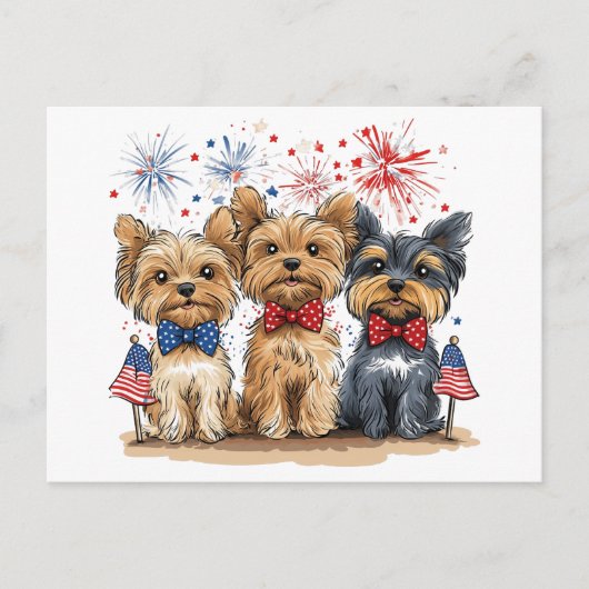 Happy 4th of July Yorkshire Terriër Honden Briefkaart (Voorkant)