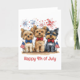 Happy 4th of July Yorkshire Terriër Honden Feestdagen Kaart