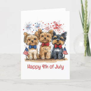 Happy 4th of July Yorkshire Terriër Honden Feestdagen Kaart