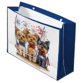 Happy 4th of July Yorkshire Terriër Honden Groot Cadeauzakje (Voorkant Gekanteld)