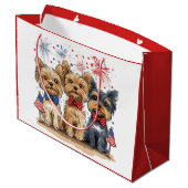 Happy 4th of July Yorkshire Terriër Honden Groot Cadeauzakje (Achterkant Gekanteld)