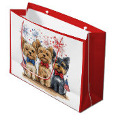 Happy 4th of July Yorkshire Terriër Honden Groot Cadeauzakje (Voorkant Gekanteld)