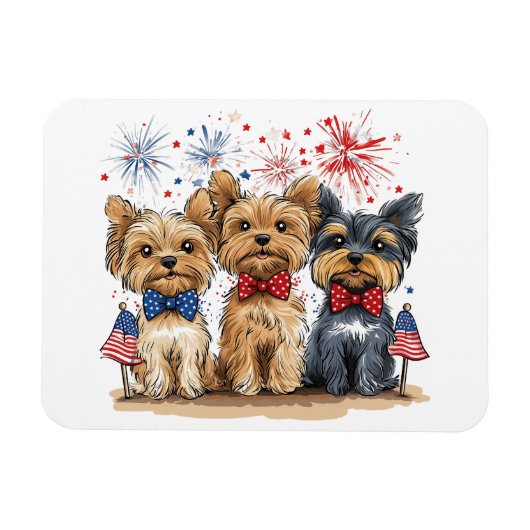 Happy 4th of July Yorkshire Terriër Honden Magneet (Horizontaal)