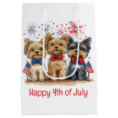 Happy 4th of July Yorkshire Terriër Honden Medium Cadeauzakje (Achterkant)