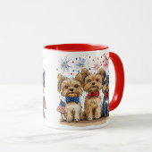 Happy 4th of July Yorkshire Terriër Honden Mok (Voorkant rechts)