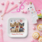 Happy 4th of July Yorkshire Terriër Honden Papieren Bordje (Feest)